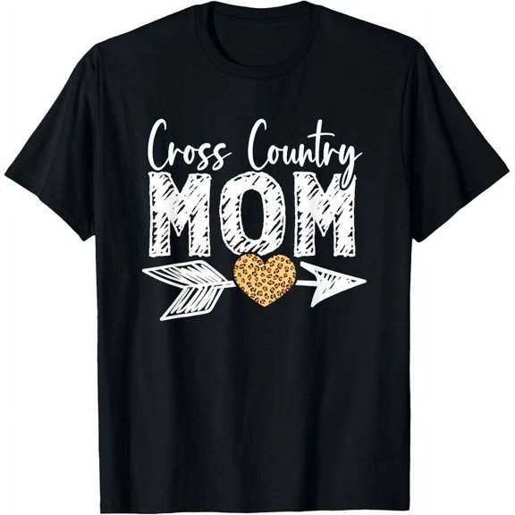 Proud Mom Cross Country Xc Runner Mother Leo.Pard Heart T-Shirt, Unisex T-Shirt