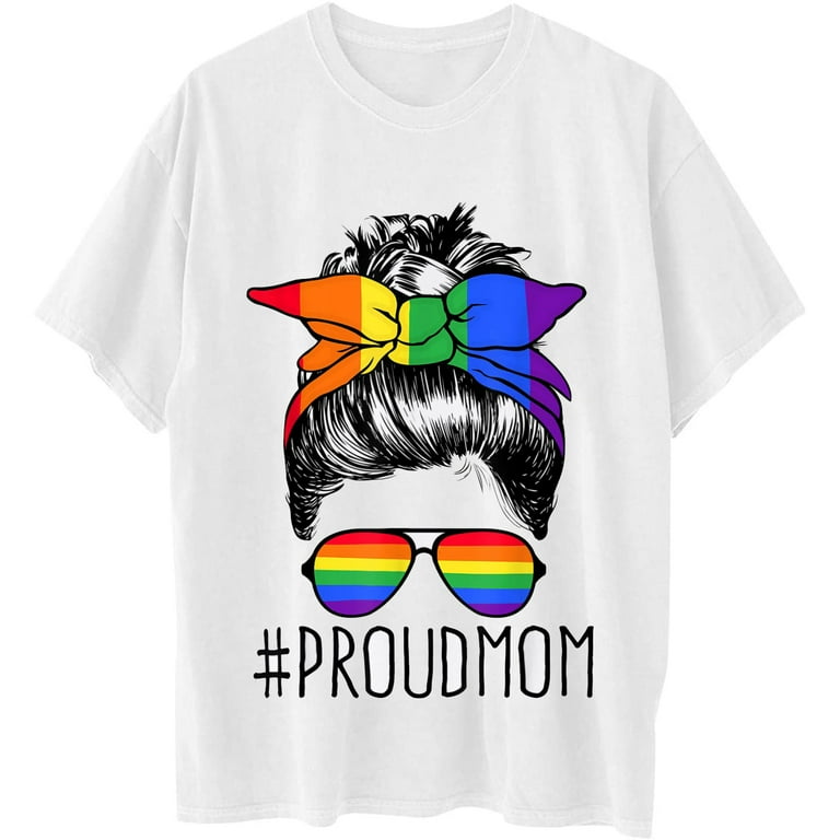 Womens Proud Mom Rainbow T-Shirt Gay Lesbian Pride Shirt Womens Proud Mom Rainbow T-Shirt Gay Lesbian Pride Shirt