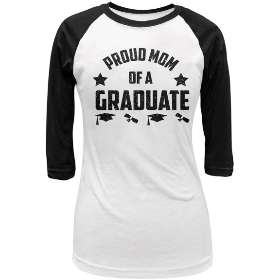 Proud Mom Graduate Juniors 3/4 Sleeve Raglan T Shirt