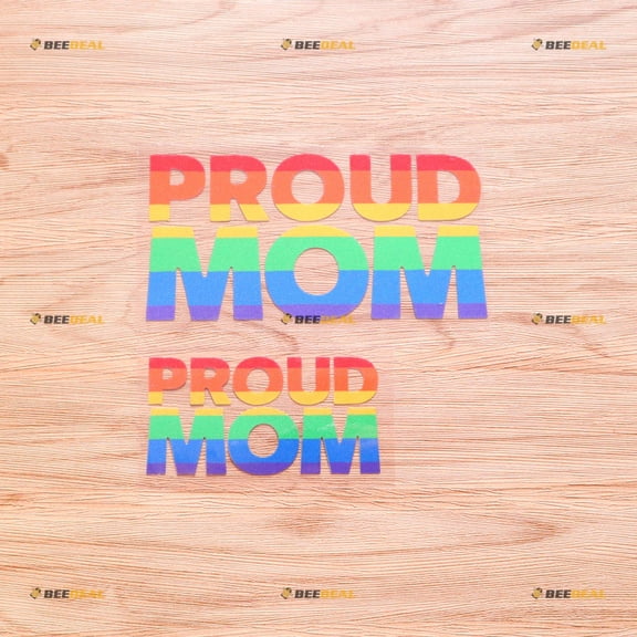 Proud Mom LGBT Gay Pride Rainbow Flag Vinyl Decal Sticker - 2 Pack Reflective, 4 Inches, 6 Inches - for Car Boat Laptop Cup