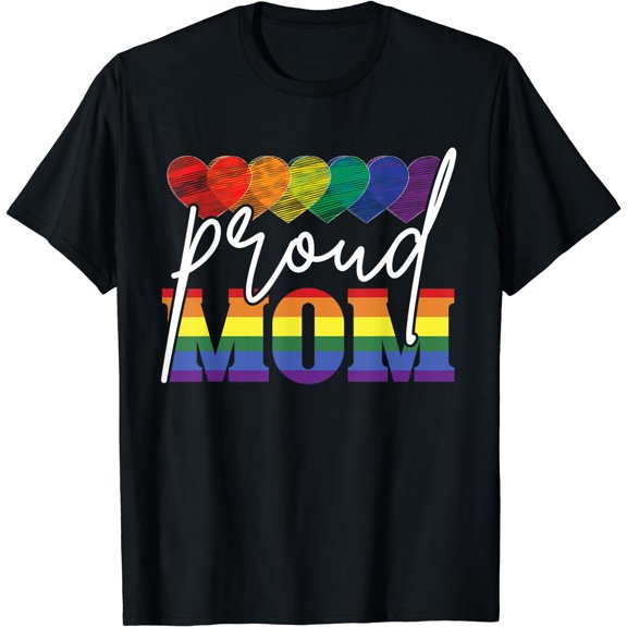 Proud Mom Mothers Day Gift LGBTQ Rainbow Flag Gay Pride LGBT T-Shirt