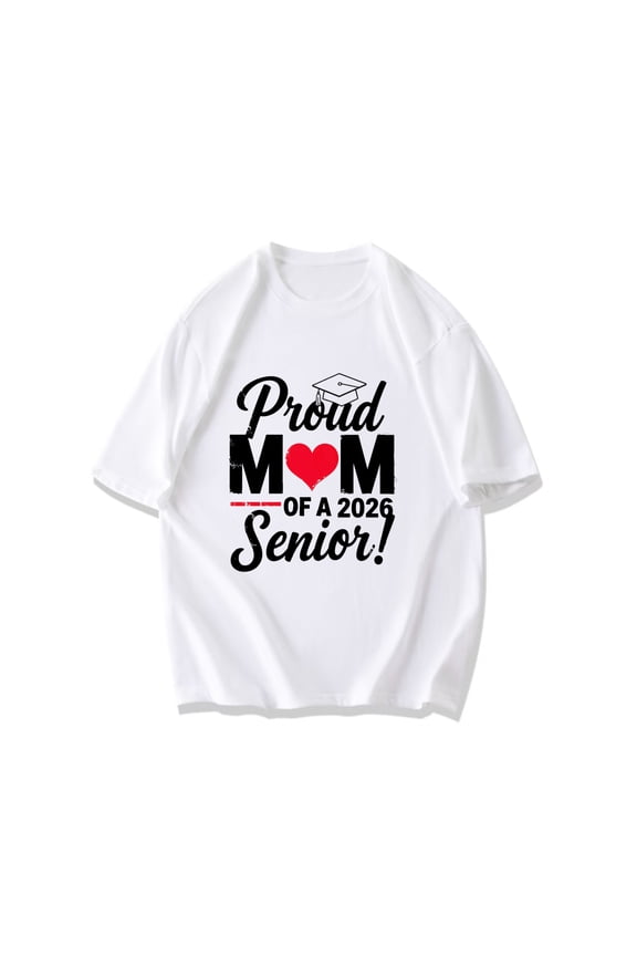 Proud Mom Of A 2026 Senior Graduation T-Shirt Black With Grad Cap And Heart Design For Mother Of Graduate Celebration