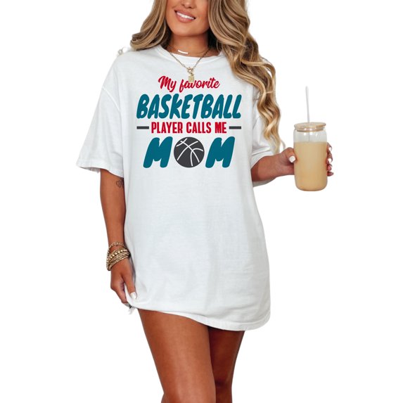 Proud Mom Of A Basketball Player, White Comfort Colors T-Shirt, Small