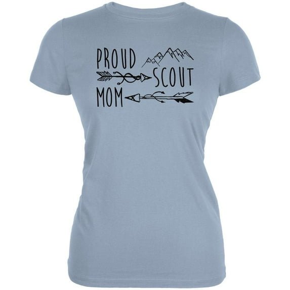 Proud Mom Scout Juniors Soft T Shirt Light Blue LG