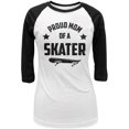 thumbnail image 1 of Proud Mom Skater Skateboard Juniors 3/4 Sleeve Raglan T Shirt White-Black SM, 1 of 1