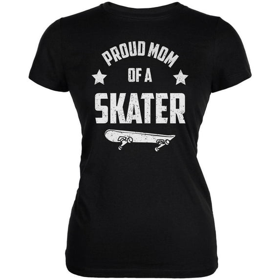 Proud Mom Skater Skateboard Juniors Soft T Shirt Black MD