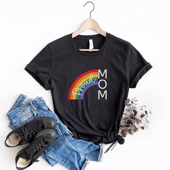 Proud Mom T-Shirt - LGBTQ Mom Shirt - Gay Pride T-Shirt - LGBTQ Support Shirt - Rainbow TS