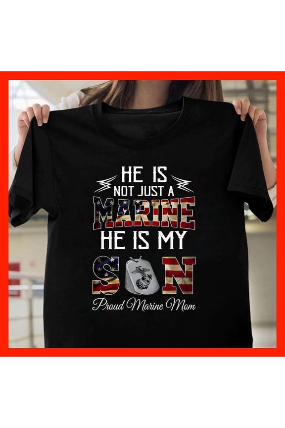 Proud Mom T-Shirt, Patriotic Son Military Support American Flag Graphic Tee T1086, for men and women, Extended Sizes Up to 5XL