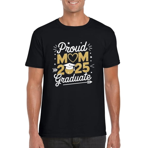 Proud Mom of 2025 Graduate Classic School Year Celebration Graphic T-Shirt, for men & women, up to size 5XL