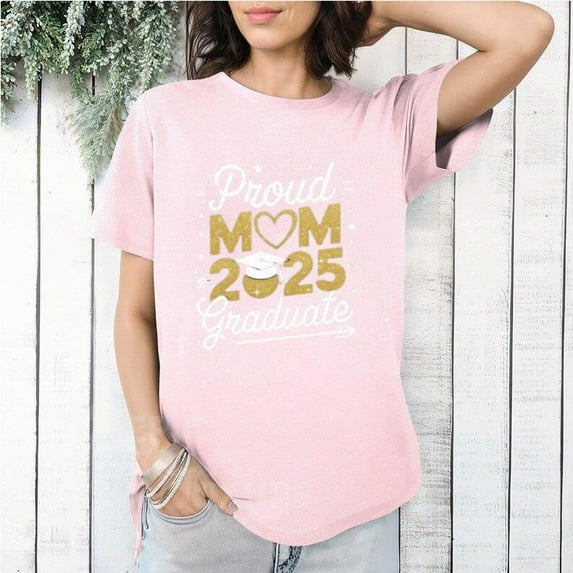 Proud Mom of 2025 Graduate Classic School Year Celebration Graphic T-Shirt, for men & women, up to size 5XL