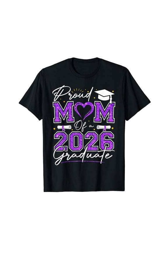 Proud Mom of A 2026 Graduate Senior 2026 Purple Gold Vibes T-Shirt
