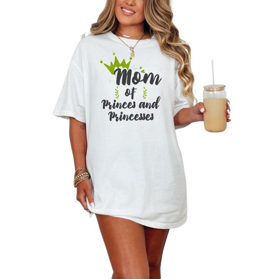 Proud Mom of Princes and Princesses, White Comfort Colors T-Shirt, Small