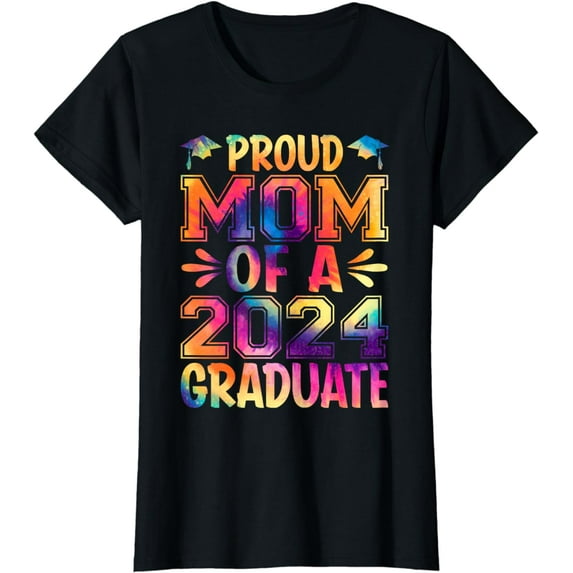 Proud Mom of a 2024 Tie Dye Graduate Class Senior Graduation T-Shirt