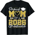 thumbnail image 1 of Proud Mom of a 2026 Graduate T-Shirt Class of 2026 Senior Graduation Party Apparel Gold Glitter Graphic Tee, 1 of 6