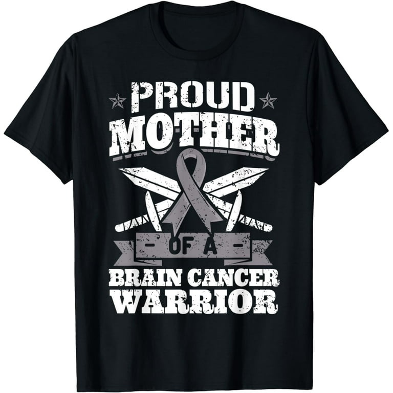Brain Cancer Warrior T-Shirt Gray Awareness Ribbon Brain Cancer Warrior T-Shirt Gray Awareness Ribbon