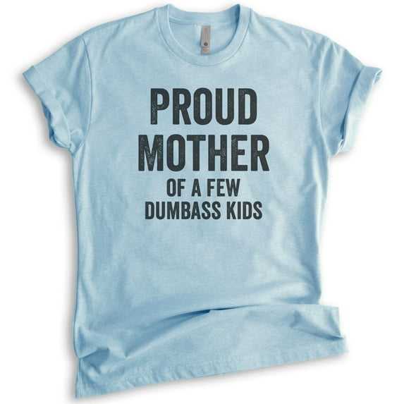 Proud Mother Of A Few Dumbass Kids T-shirt, Unisex Women's Shirt, Funny Mom Shirt, Sarcastic Sassy Mom Tee, Heather Light Blue, Medium