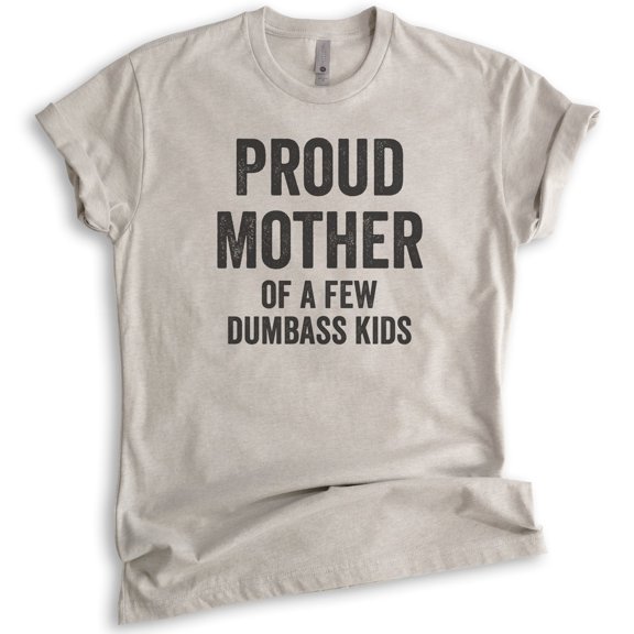 Proud Mother Of A Few Dumbass Kids T-shirt, Unisex Women's Shirt, Funny Mom Shirt, Sarcastic Sassy Mom Tee, Light Silk Gray, X-Large