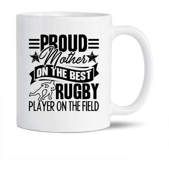 Proud Mother On The Best Rugby Player On The Field White Travel Coffee Cup, Rugby Ceramic Mugs, Novelty Rugby Teacup Gift Ideas For Friends, Funny Rugby Coffee Mug 11 Oz.