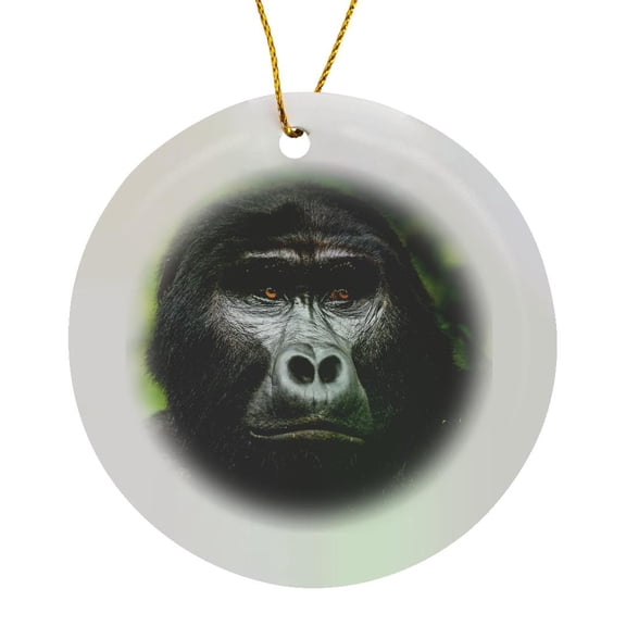 3drose, Proud Mountain Gorilla. Bwindi Impenetrable Forest. Uganda, Circle Porcelain Ornament