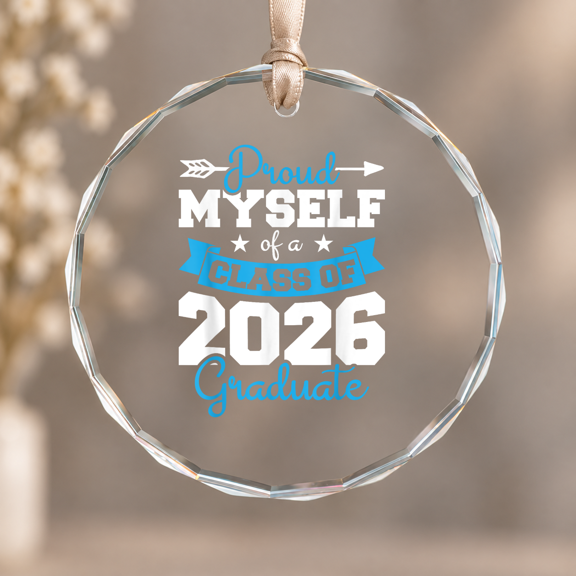 Proud Mys of a Class of Graduate Senior Ornament, Home Decoration, Circle Glass Ornament