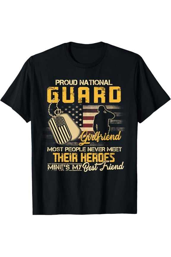 Proud National Guard Girlfriend T-Shirt Military Girlfriend T-Shirt100% cotton