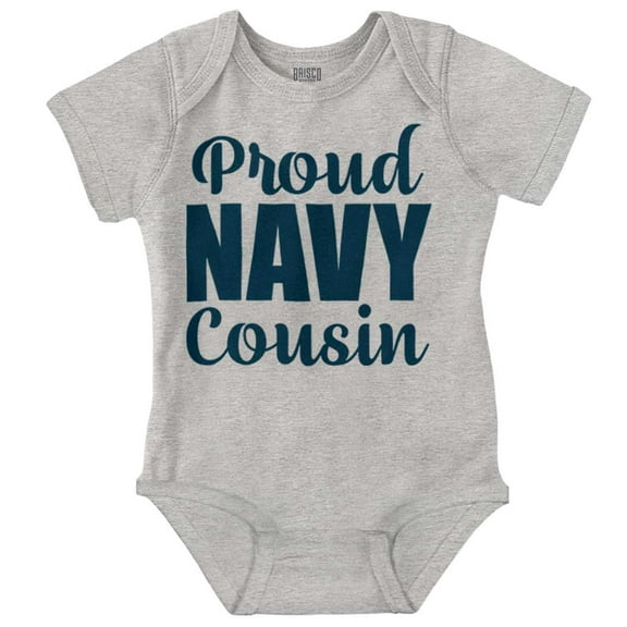 Proud Navy Cousin Military Family Romper Boys or Girls Infant Baby Brisco Brands 12M