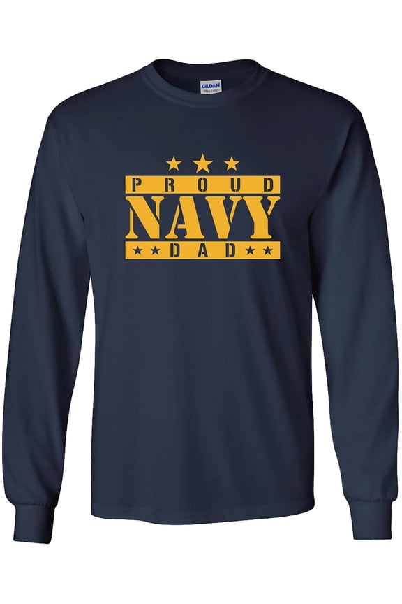 Proud Navy Dad Long Sleeve T-Shirt in Navy