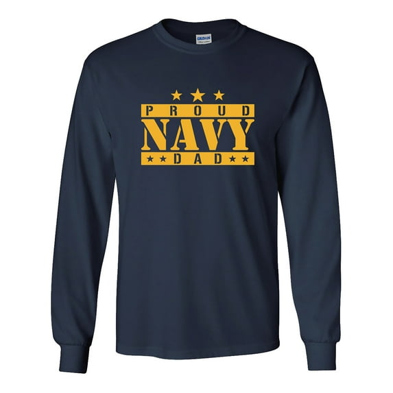 Proud Navy Dad Long Sleeve T-Shirt in Navy