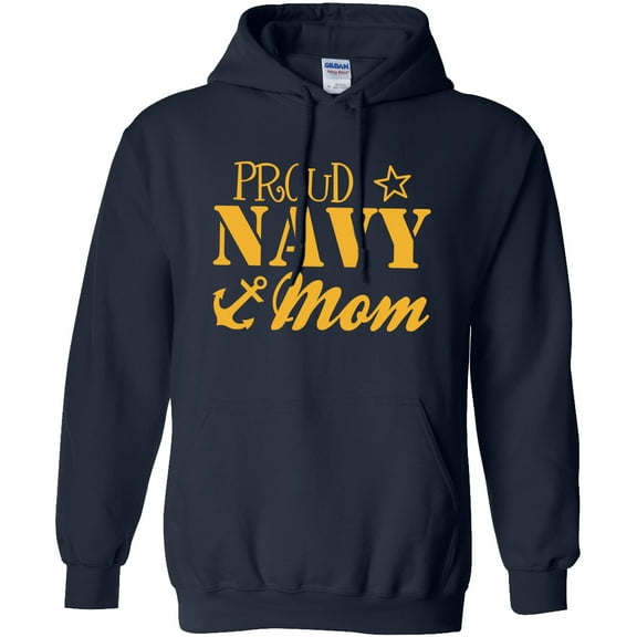 Proud Navy Mom Hooded Sweatshirt in Navy