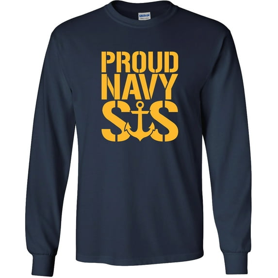Proud Navy Sister Long Sleeve T-Shirt in Navy