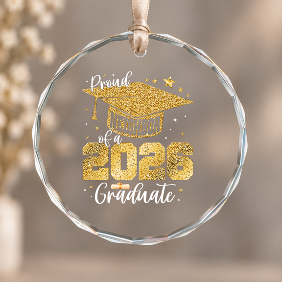 Proud Neighbor Class Of Graduate Ornament, Home Decoration, Circle Glass Ornament