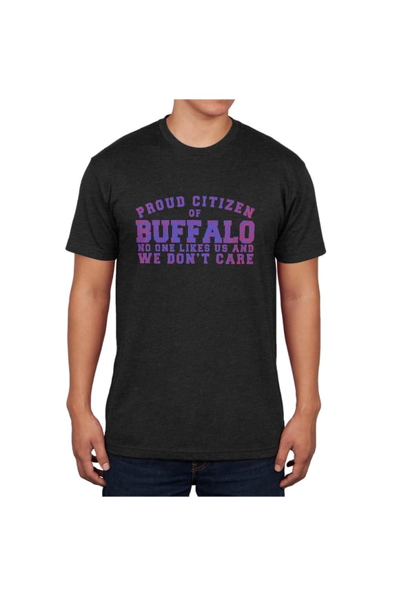 Proud No One Likes Buffalo Mens Soft T Shirt Vintage Black LG