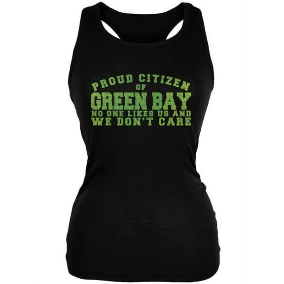 Proud No One Likes Green Bay Black Juniors Soft Tank Top - Large