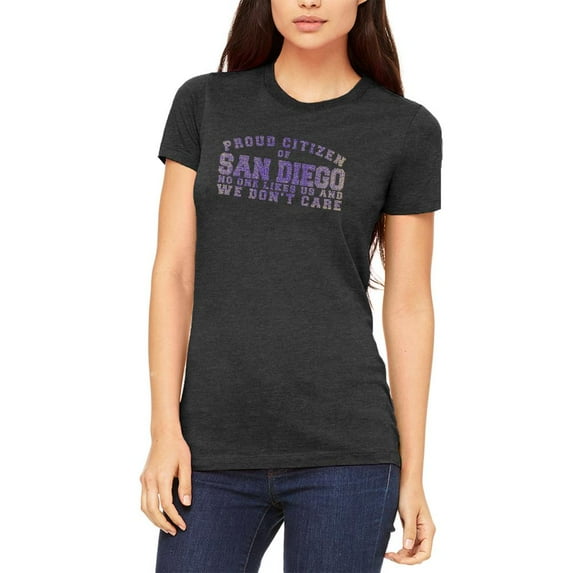 Proud No One Likes San Diego Juniors Soft T Shirt Heather Black LG