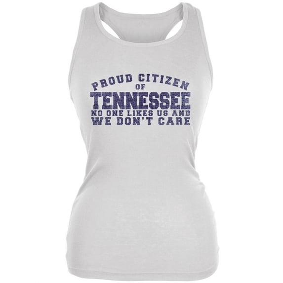 Proud No One Likes Tennessee White Juniors Soft Tank Top - X-Large