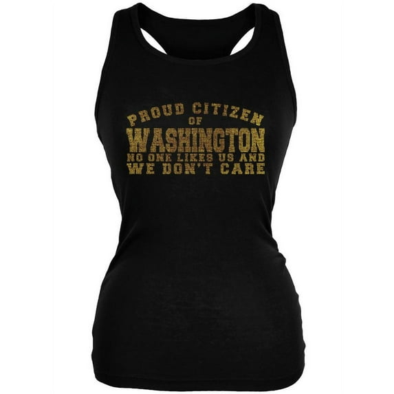 Proud No One Likes Washington Black Juniors Soft Tank Top - Large