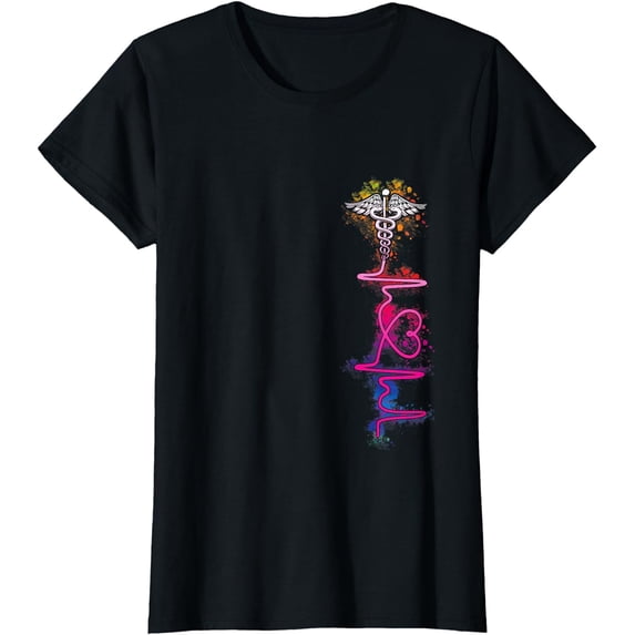 Proud Nurse Colorful Heartbeat Tie Dye Nursing Love Nurse T-Shirt