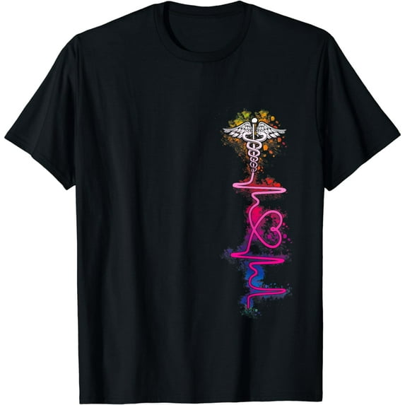 Proud Nurse Colorful Heartbeat Tie Dye Nursing Love Nurse T-Shirt