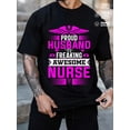 thumbnail image 1 of Proud Nurse Husband t-shirt plain mens graphic local warehouse elegantly black New spring and fall printed T-shirts, fashionable and trendy Lightweight, perfect for casual wear, ideal for outdoor ac, 1 of 7