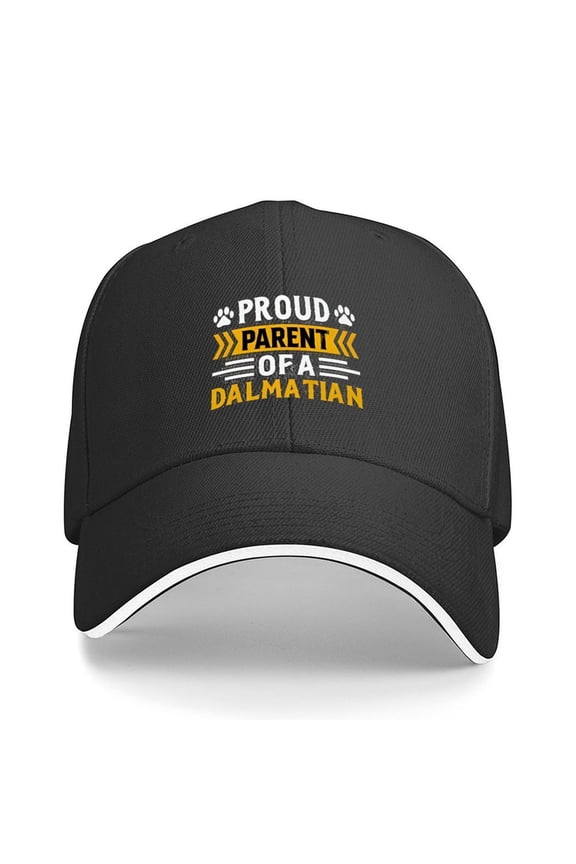 Proud Parent of A Dalmatian Dog Funny Saying with Paw Print Baseball Cap Adjustable Strap for Running Workouts and Outdoor Activities All Seasons,Made In USA,Adult One Size Fits All