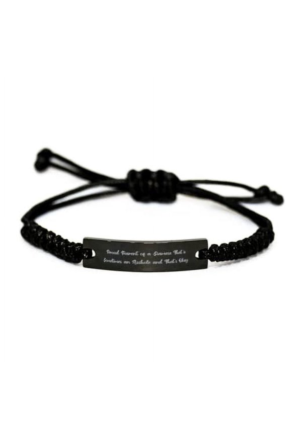 Proud Parent of a Siamese That is Sometimes an. Siamese Cat Black Rope Bracelet, Fun Siamese Cat, Engraved Bracelet for Friends
