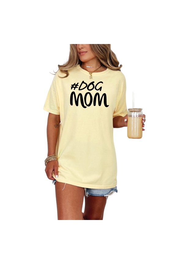 Proud Pet Lover Hashtag Dog Mom, Butter Comfort Colors T-Shirt, Small