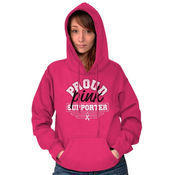 Proud Pink Ribbon Cancer Supporter Hoodie Sweatshirt Women Brisco Brands M