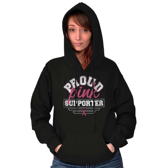 Proud Pink Ribbon Cancer Supporter Hoodie Sweatshirt Women Brisco Brands X
