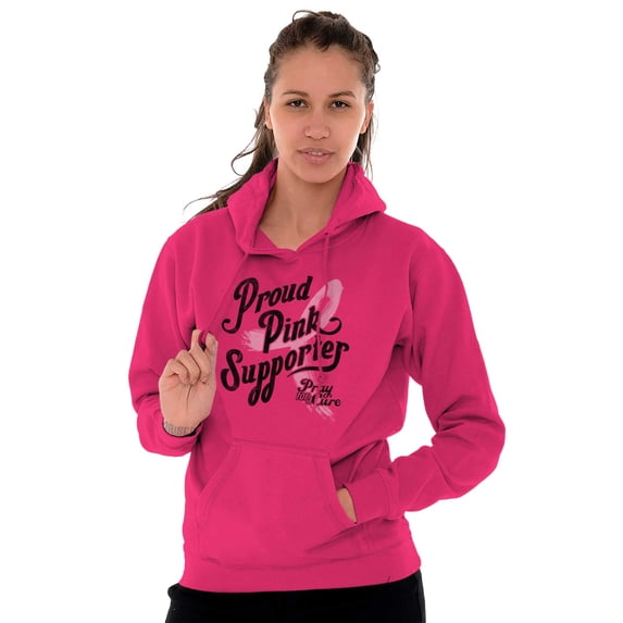 Proud Pink Supporter Breast Cancer Women Plus Size Graphic Pullover Hoodie Brisco Brands 2X