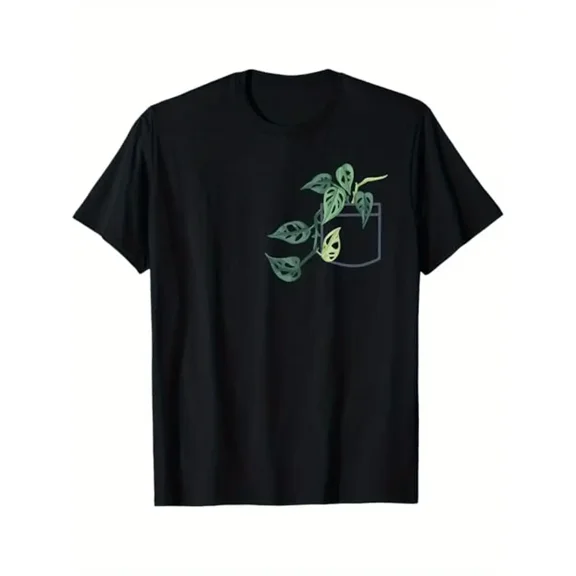 Proud Plant Parent - Grow Monstera Adansonii in Fake Pocket Theme Men and Women T - Shirt, 100% Cotton, Gift for Plant Lover, S - XXXL, Black
