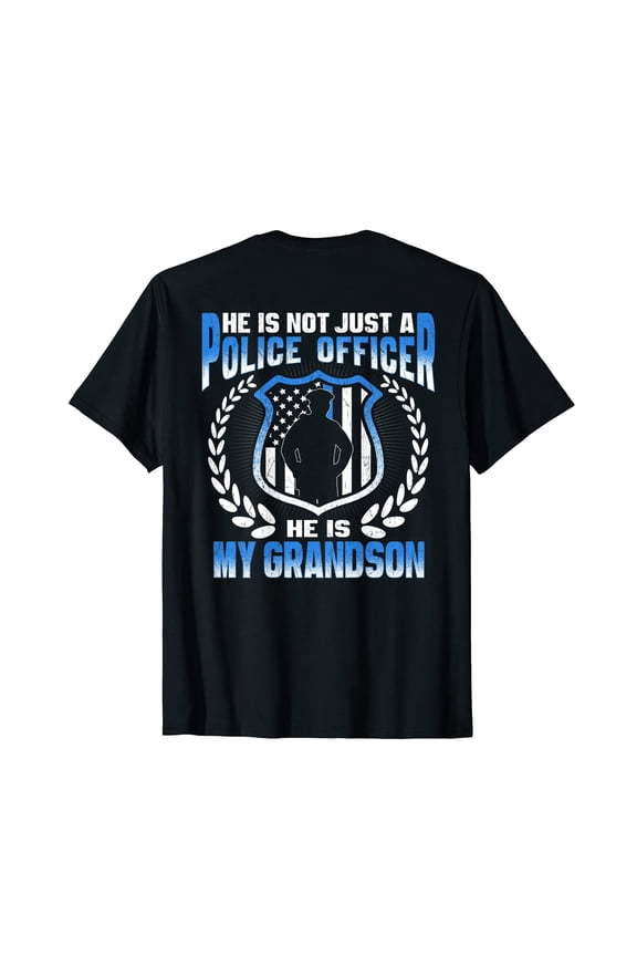 Proud Police Grandma Grandpa T-Shirt with Shield Emblem for Law Enforcement Support