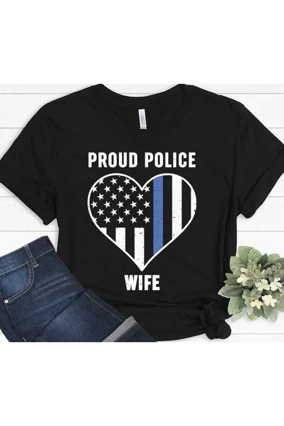 Proud Police Partner Supporter Mom Gift Officer Family Gift Unisex T-Shirt, up to Size 5XL