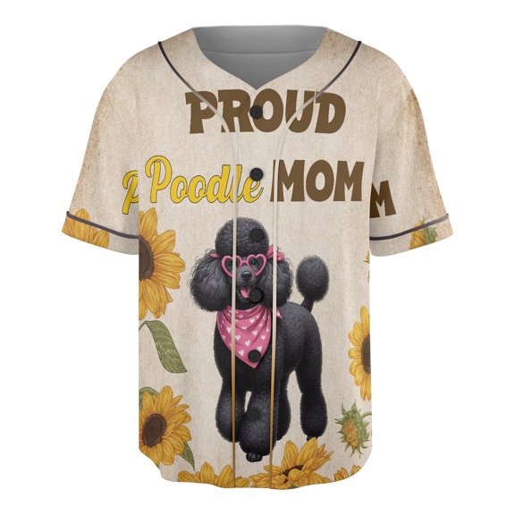 Proud Poodle Mom Happy Mother's Day with Love All Over Print 3D Baseball Shirt Poodles Dog Lover Gifts Idea Softball Sport - 02003