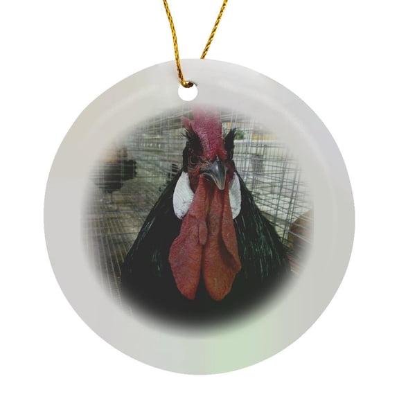 3drose, Proud Rooster, Circle Porcelain Ornament